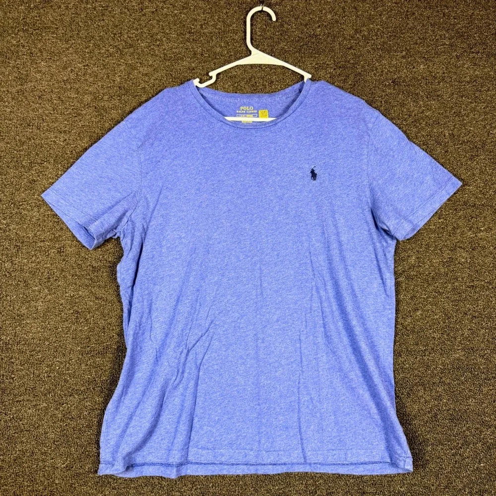 Polo Ralph Lauren Mens Large Blue Heathered Short Sleeve Crewneck Pony T-Shirt